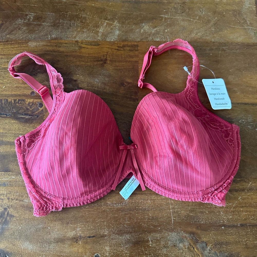 Marie Jo Haute Lingerie Akiko Red Lace-Trim Underwire Bra EU 80 UK 36E
